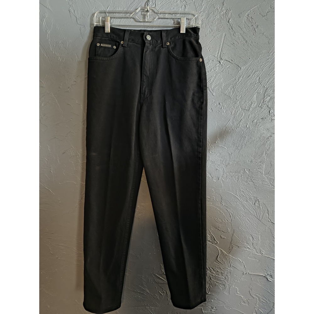Vintage Calvin Klein Jeans Size 10P Black Denim Tapered Leg High Rise Womens 90s